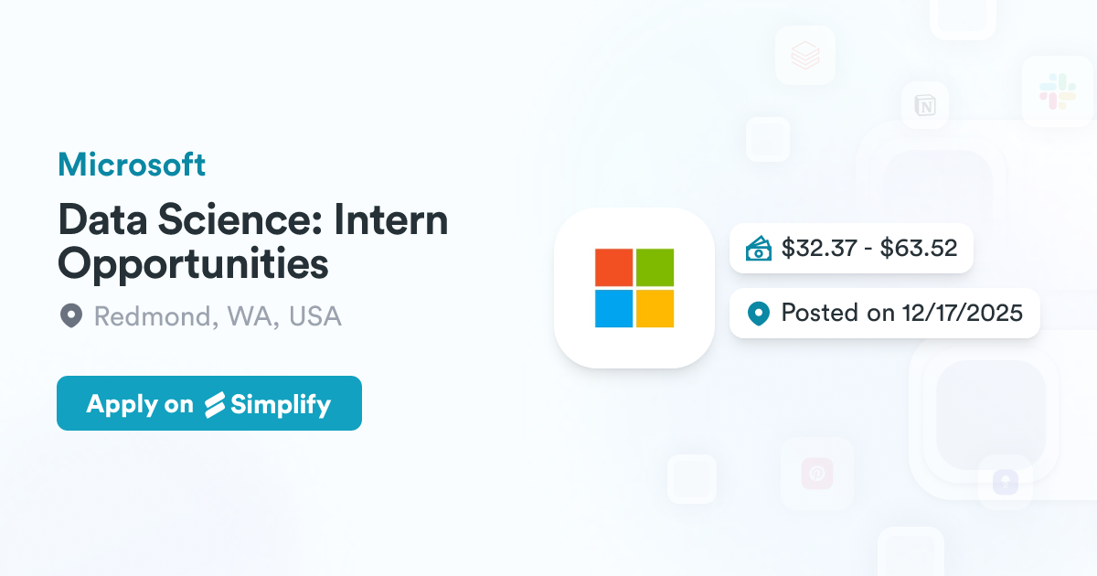 Data Science Intern Opportunities Microsoft Simplify Jobs